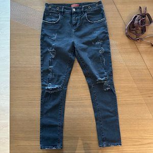 Manila Grace Denim low crotch pants with suspenders - Size:27